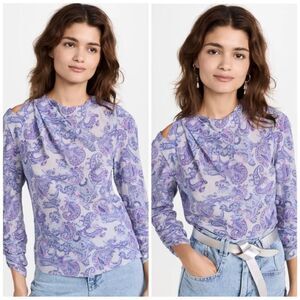 Isabel Marant Torence Paisley Silk Cut-Out Top size 38/ us size 6